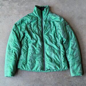 Columbia Titanium Interchange Green Plaid Puffy Fleece Lined Jacket medium